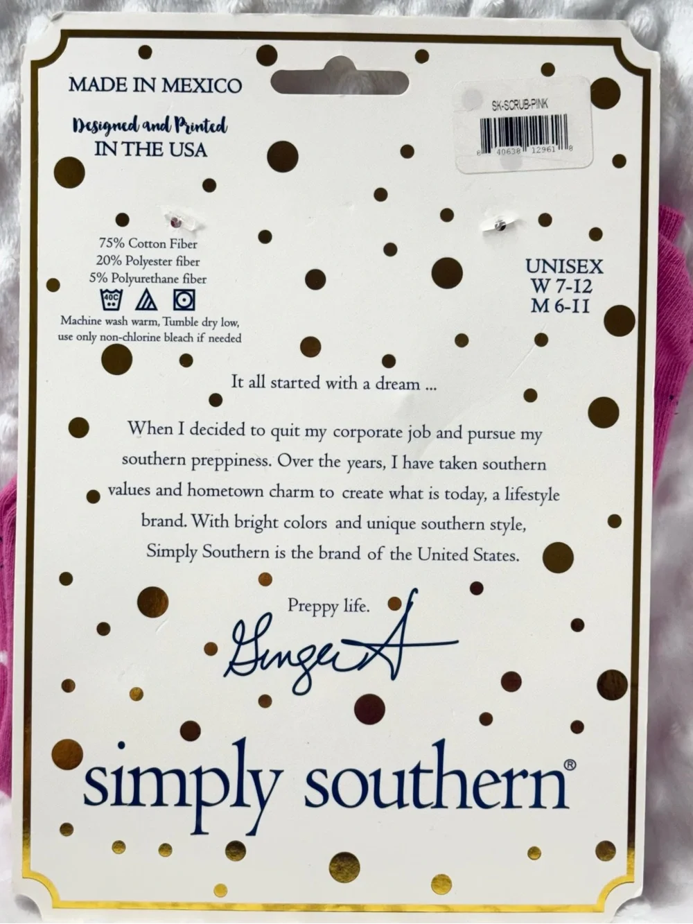 Simply Southern Hot Pink #SCRUB & LIFE Crew Socks size 7–12